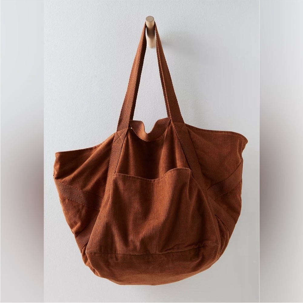 Free People Corduroy Tote Bag in Rust Brown